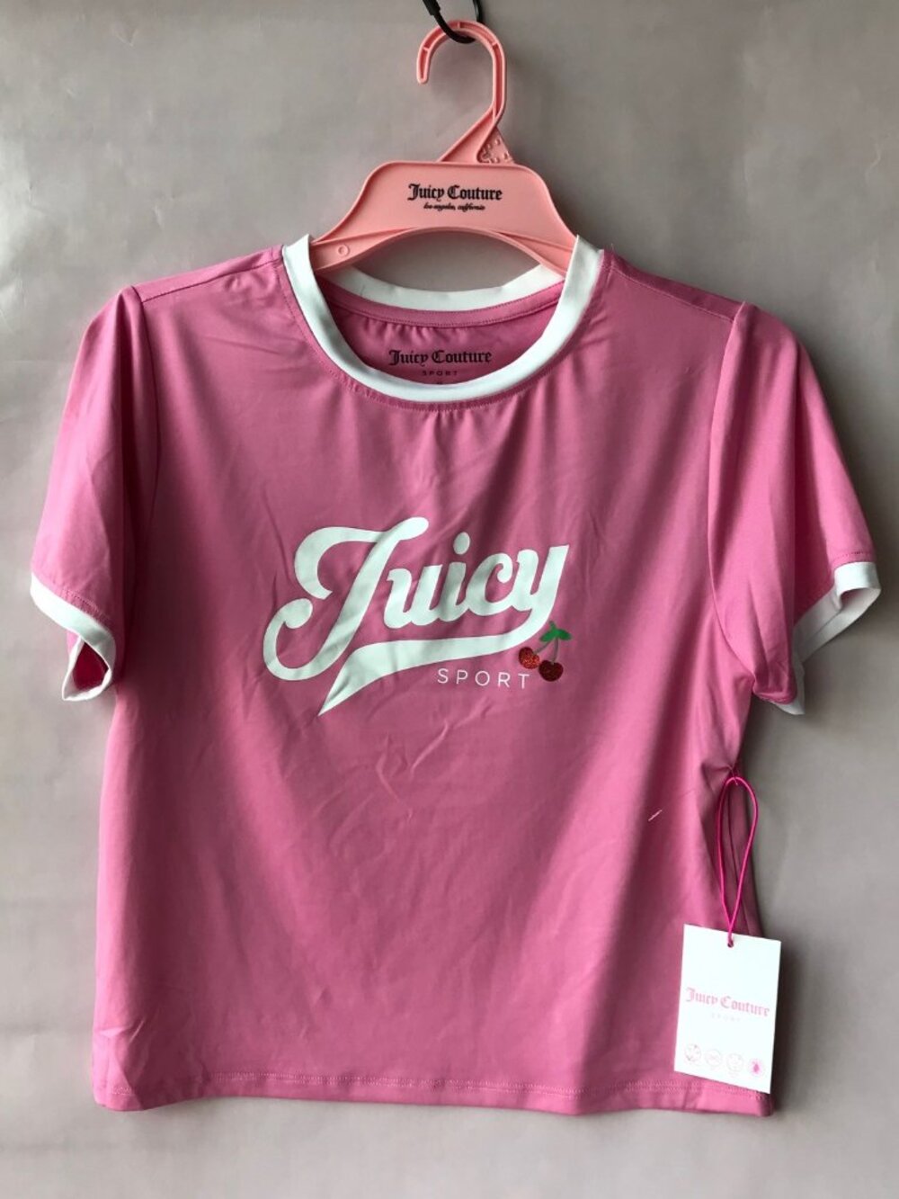 Juicy Couture Sport Pink Logo Crew Neck Short Sleeve T-Shirt Size : M